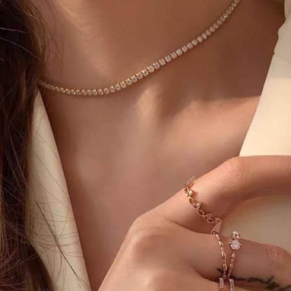 18K Gold plated choker necklace, nice Necklace, cute Necklace - Picture 2 of 7
